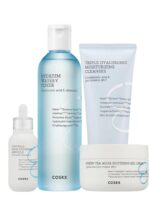 Cosrx Hydrium Complete Hydration Set 4 - Hydrium Triple Hyaluronic Moisturizing Cleanser - Hydrium Watery Toner - Hydrium Centella Aqua Soothing Ampoule - Hydrium Green Tea Aqua Soothing Gel Cream