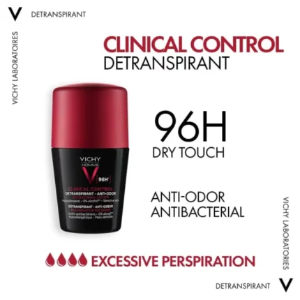 Vichy 96 Hour Clinical Control Deodorant For Men Clear 50ml