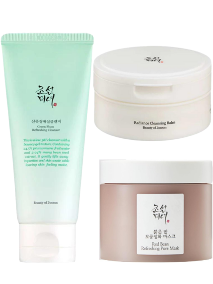 Beauty of Joseon Daily Cleansing Trio For Fresh Skin Cleansing Balm Green Plum Cleansing Foam Red Bean Pore Mask