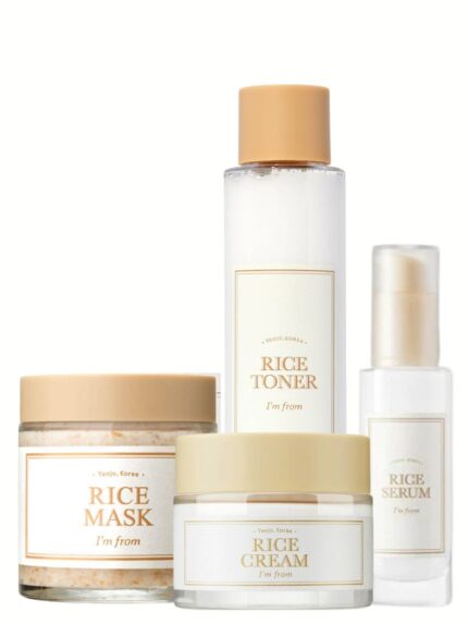 I'M FROM Radiant Rice Essentials Set - Face Toner, Face Serum, Face Cream & Face Mask