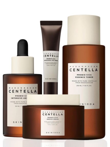 Madagascar Centella Probio-Cica Complete Care Set: Intensive Ampoule, Essence Toner, Enrich Cream, and Bakuchiol Eye Cream 355ml