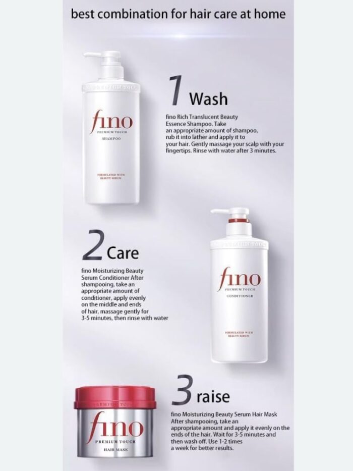 Fino Hair Care Set with Premium Touch Moist Shampoo, Conditioner & Hair Mask