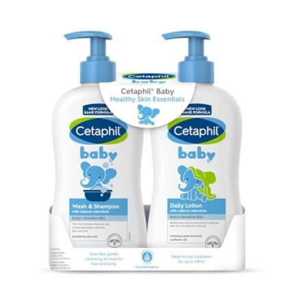 Cetaphil Baby Wash And Shampoo Plus Body Lotion, Healthy Skin Essentials - 2 X 399 ML