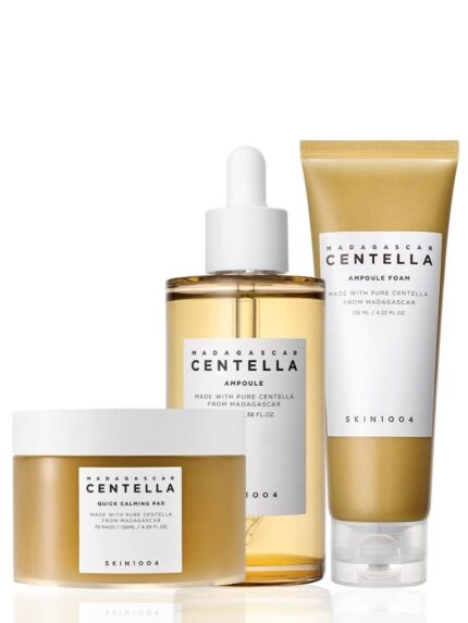 Complete Skincare Set with Madagascar Centella Quick Calming Pad (70Ea), Ampoule Serum 200Ml, Cleansing Foam Ampoule 125Ml