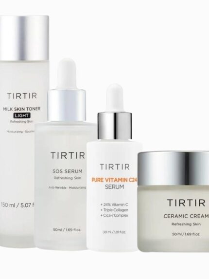 Tirtir Complete Skincare Set - SOS Serum 50ml, Ceramic Cream 50ml, Milk Skin Toner Light 150ml, Pure Vitamin C24 Serum 30ml